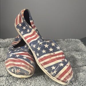 Toms Red and White Espadrilles Slip-On Canvas Shoes